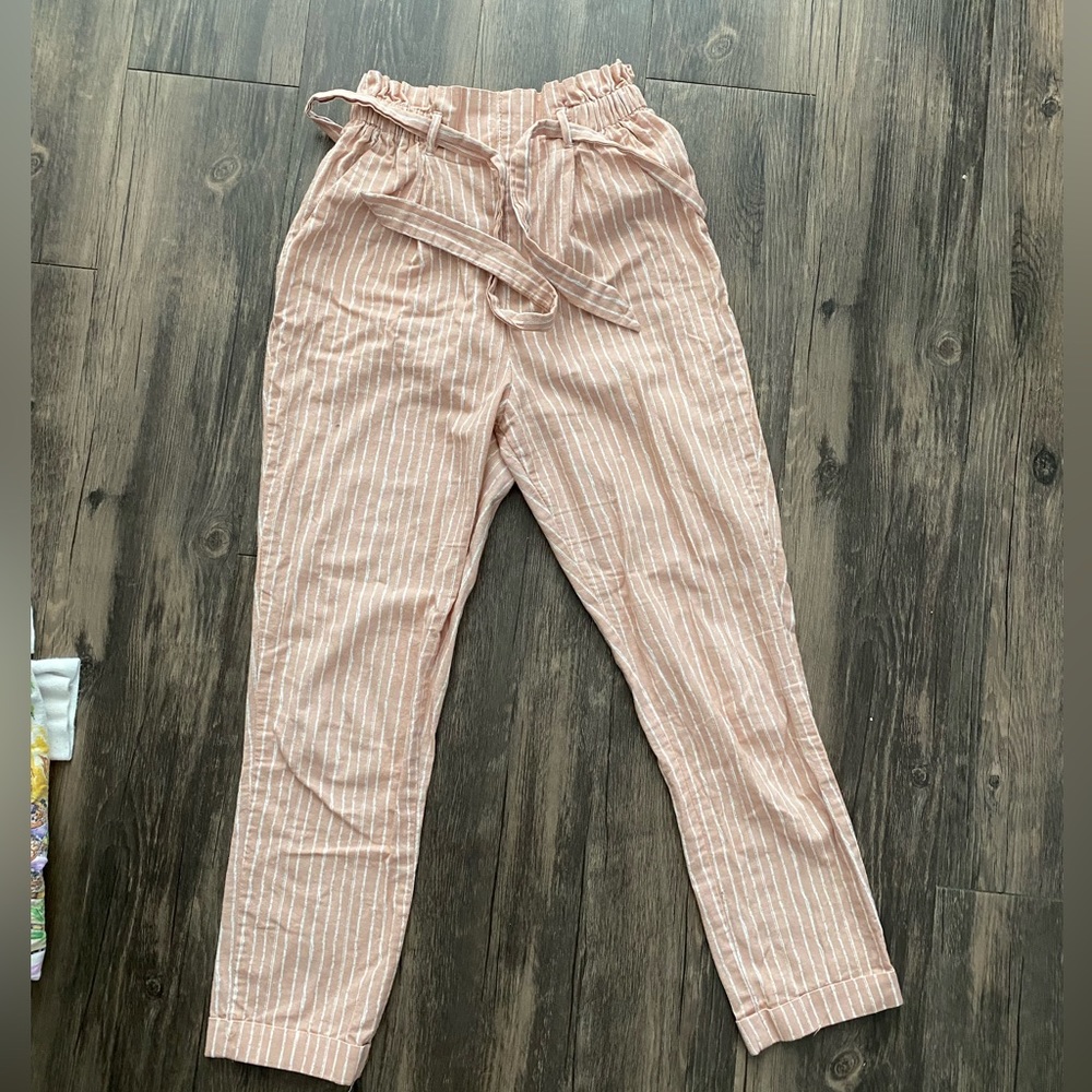 Pink tie up pants